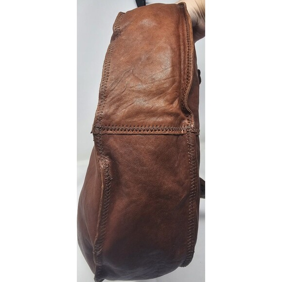 Lucky Brand Handbag Brown Italian Leather Boho Floral Applique Shoulder Bag Rare - Picture 12 of 16